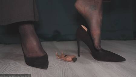 Tiny Slave play him with my feet 2 - foot worship - nylon worship - sweaty feet - giantess
