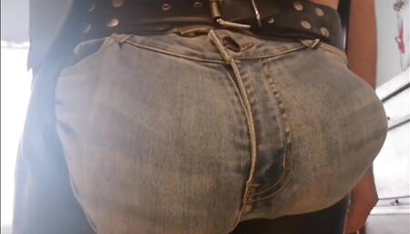 Jeans Bulge with Leather Chaps