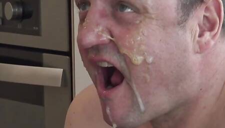 Two Nasty Femdoms Spitting Into Slave's Mouth