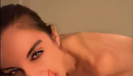 Intense Orgasm Using Wand During BJ