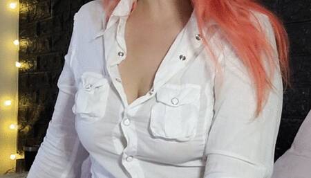 3 puffs then exhale - Savoring Lucky Strike cork between my red lips