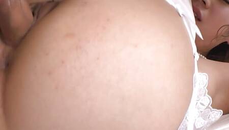 Japanese woman Aiko Endo gets fucked hard in the wedding dress on her wedding day.