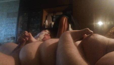 Young chubby boy is jerking off and CUMS!