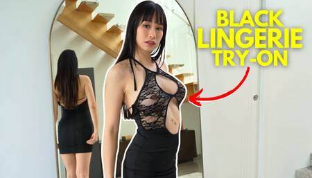 4K Transparent Black Lace Lingerie Dress Try on Haul with Elixir Elf