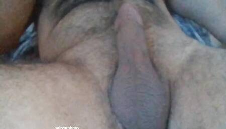 Hairy hunk masturbating with hit moanings