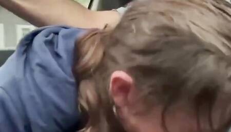 Street Whore Gives Road Head. This Slut Polishes My Knob While Driving