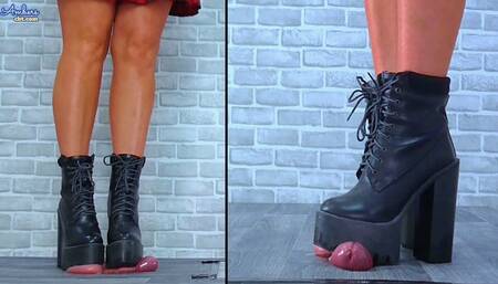 Dancing On His Cock & Balls In My Monster Platform Boots - Split Cam - 1107SPLIT