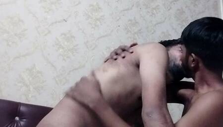 Indian teen boy gives blowjob to his fucking friend.