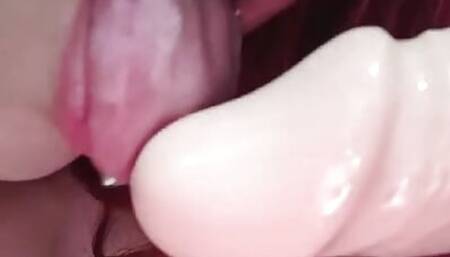 Licking a cock with my piercings