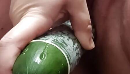 Masturbation alone with a cucumber and masturbation alone at night