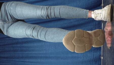 18 yo college girl in very dirty sneakers tramples my floor-face (part 2 of 2), flo251x 1080p