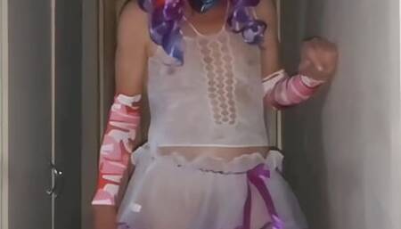 Posing in My Tiny White Skirt Before Going Outside to Stroke and Squirt My Hot Cream