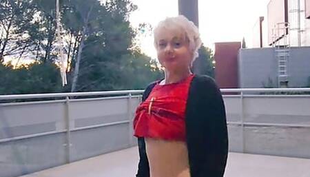 Little Red Suspender Dress at Work in Sexy Fashion