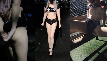 Exposed short top and hot pants