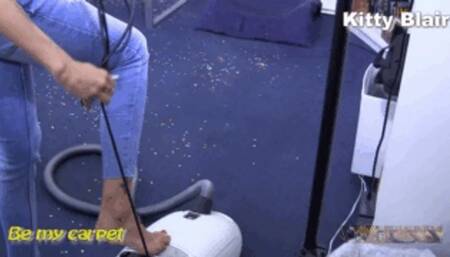 Kitty Blair vacuum confetti after party