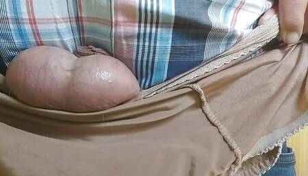 clothed wanking with wifes dirty pants and hot balls