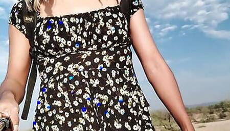 Cute Ladyboy Walks In Public In Minidress And Hot Tall Sandals