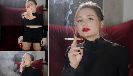 My boots are already on me and my red lipstick is on the filter