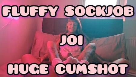 PINK FLUFFY SOCKJOB JOI WITH HUGE CUMSHOT