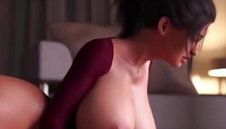 Beautiful stepmom is often left at work by her husband