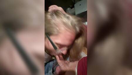 Wife avoids getting interrupted and gets a shot of cum in the mouth