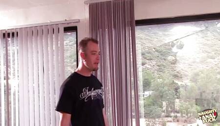 Busty brunette takes a break from exercising to experience DP in a steamy anal threesome