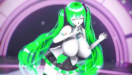 Hatsune Miku Huge Boobs Undress Dance Hentai Vocaloid Bibbidiba Song Mmd 3D Green Hair Color Edit Smixix