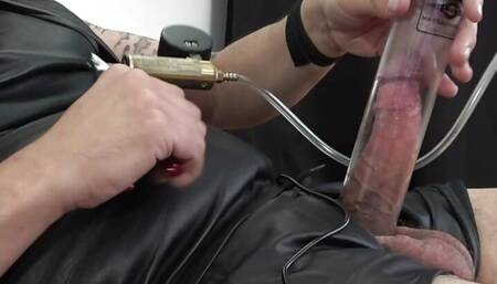 Vacuum pumping and toys on uncut cock to cum PREVIEW