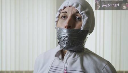 Aya Scarlett - Full Video - Custom Video - Aya Self-Gagging with Duct Tape