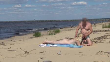 Mature with a Big Ass Fucked in All Holes on the Beach