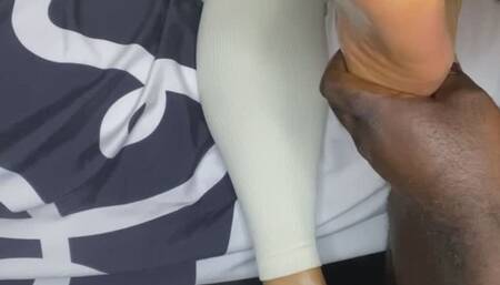 Tiippy gives amateur oil foot job and gets her soles fucked until he cums