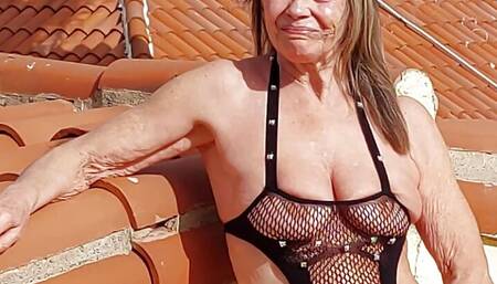 Martina in a Sexy Lace Fishnet Bodystocking