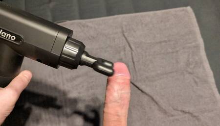 Uncut cock - cumming hands free with massage gun