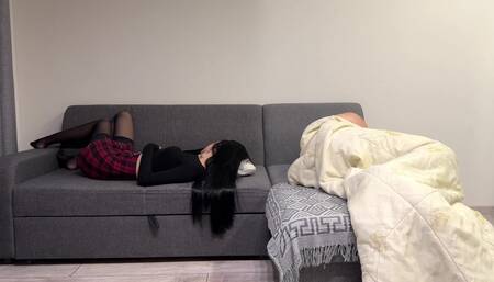 My husband was resting when a mugger snuck into my pussy.