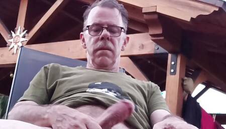 Low angle selfie jerkoff outside
