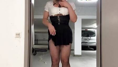 Sissy riding dildo in Public Compilation 3