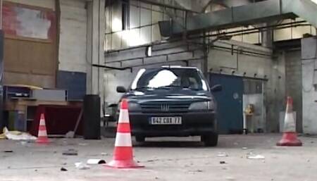 Stunning brunette French babe fucked in the public parking