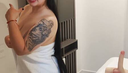 My brother-in-law masturbates while watching me riding my new tantaly trans doll