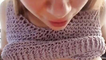 Bad girl gets fucked on the train and pees on the whole command