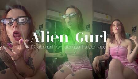 Sexy rehead smoking a Marlboro 100's lighting up with matches | Alien Girl