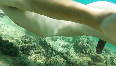 How I scream! Cumming with my selfie stick while snorkeling made me moan screaming like never before
