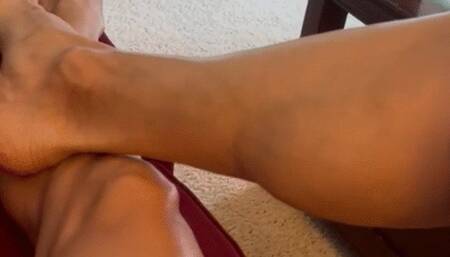 POV Barefeoot Seated Lotion Calf Muscle Worship