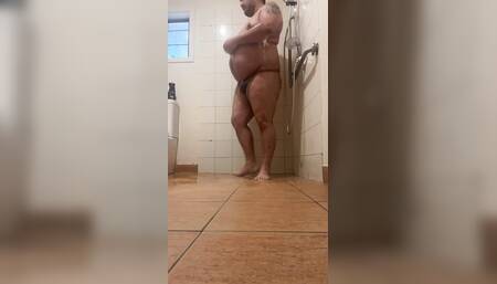 Having a shower