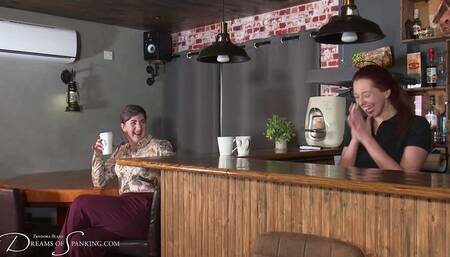 Ruthless Roast for a Bratty Barista - Behind The Scenes - Pandora Blake, Alora Lux, spanking, punishment, barista, British, bratty, MP4