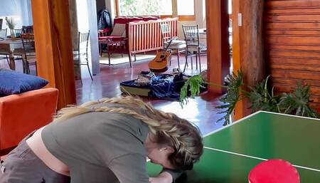 Stepsister playing strip pong with stepbrother ends up fucking