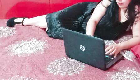 My stepmother wanted to work on the computer, I didn't let her - I invited her to fuck