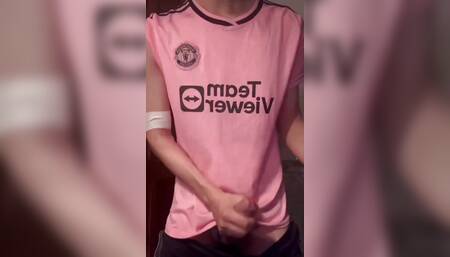 Football Man Relax with Cock