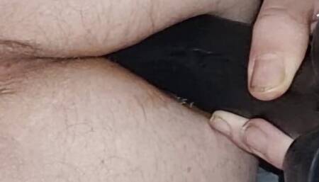 All Black, having anal fun with dildo and stretch plug!