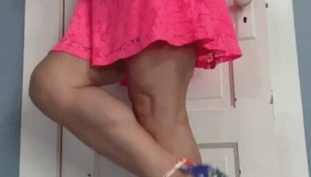 Pink Laced Dress Colorful High Heels