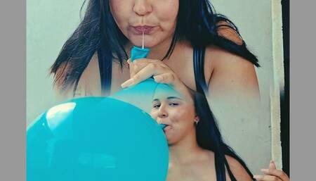 Naomi fills her balloon with saliva you will love it!